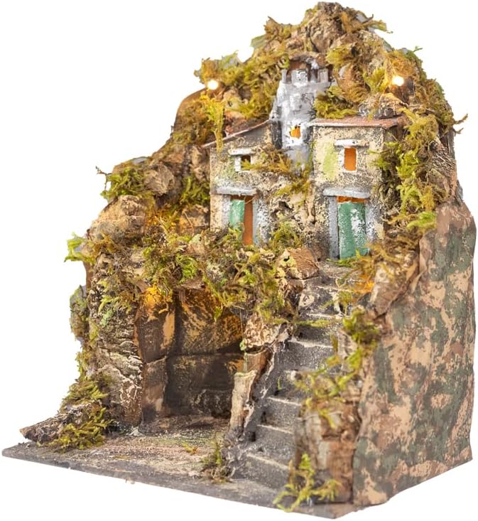 Holyhome Pandora mit Höhle und Häuser 24 x 20 x 20 cm mit Lichtern (9,44 x 7,87 x 7,87 Zoll) - handg