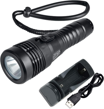 Seac Sub R3 SCUBA Tauchlampe, 1 LED, 400 Lumen, über Micro-USB aufladbar, Schwarz