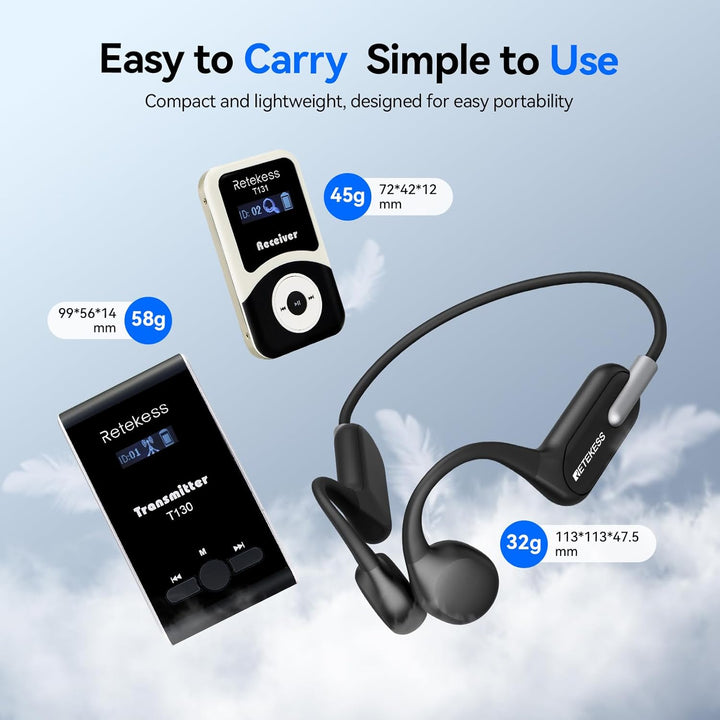 Retekess T130 Audio Guide System, Schallverstärkung, Non-in-ear Design, Einfache Bedienung, Guide Sy