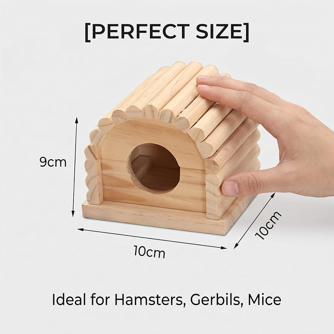 Yardwe Hamsterhaus Aus Holz 10X10X9Cm Robustes Kleintierhaus Mit GemüTlichem Versteck FüR Hamster Go