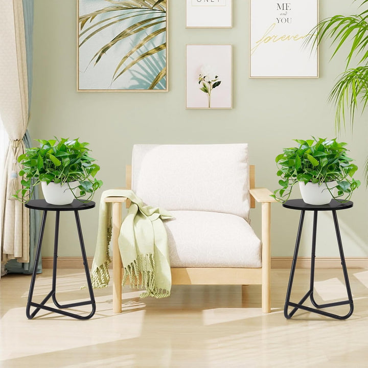 HDANI 50cm Rund Pflanzenständer,Blumenständer 2 set,Pflanzenregal aus Holz und Metall,Modernes Regal