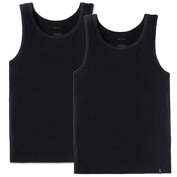 Schiesser Herren Achsel Shirt 95/5 2er Pack Farbe:Schwarz 000 M Schwarz, M Schwarz