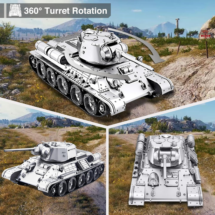 piececool 3D Puzzle Metall Panzerkampfwagen 1:48 T-34/76 Medium Tank, 3D Metall Puzzle Militärmodell