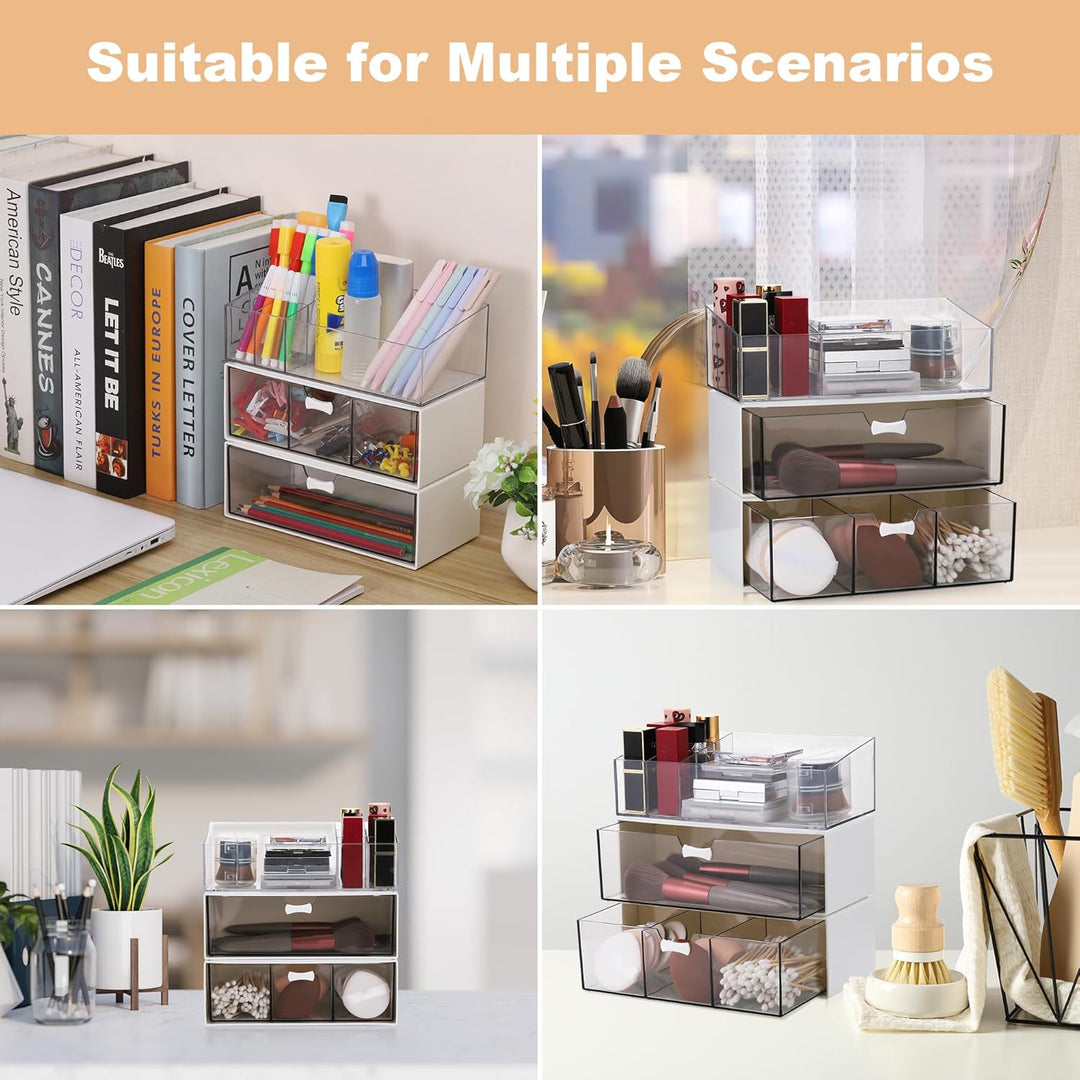 3 Stück Acryl Badezimmer Organizer, Kosmetik Organizer Set, Transparent Bad Schubladen Organizer, Sc