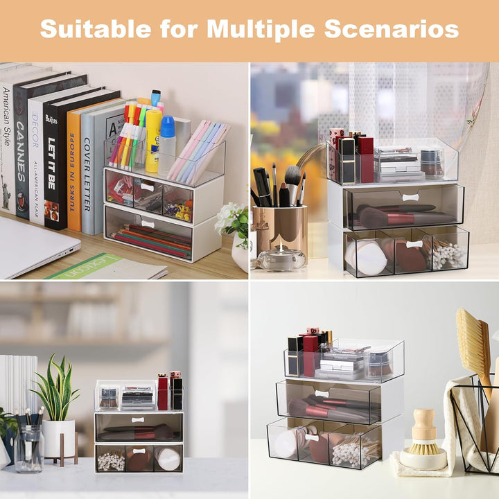 3 Stück Acryl Badezimmer Organizer, Kosmetik Organizer Set, Transparent Bad Schubladen Organizer, Sc