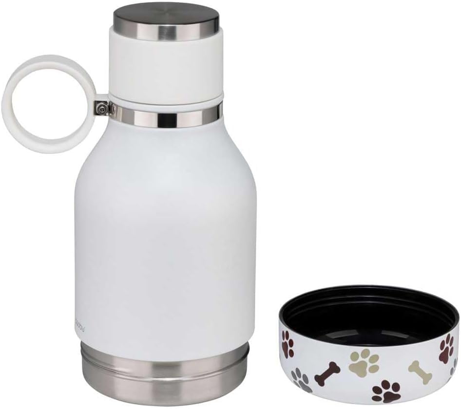 Asobu - Dog Bowl - Edelstahlflasche mit Hundenapf 1 Liter Weiss White 34 oz, White 34 oz