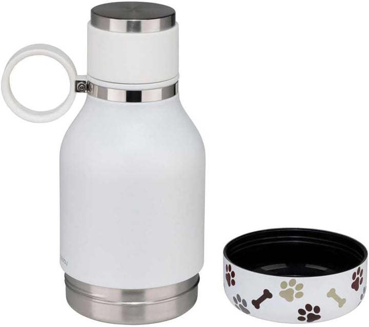 Asobu - Dog Bowl - Edelstahlflasche mit Hundenapf 1 Liter Weiss White 34 oz, White 34 oz