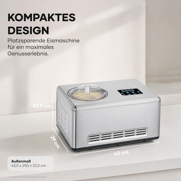 SEVERIN 2-in-1 Eismaschine mit Joghurtfunktion, Kompressor Ice Cream Maker für Eis, Sorbet und Froze
