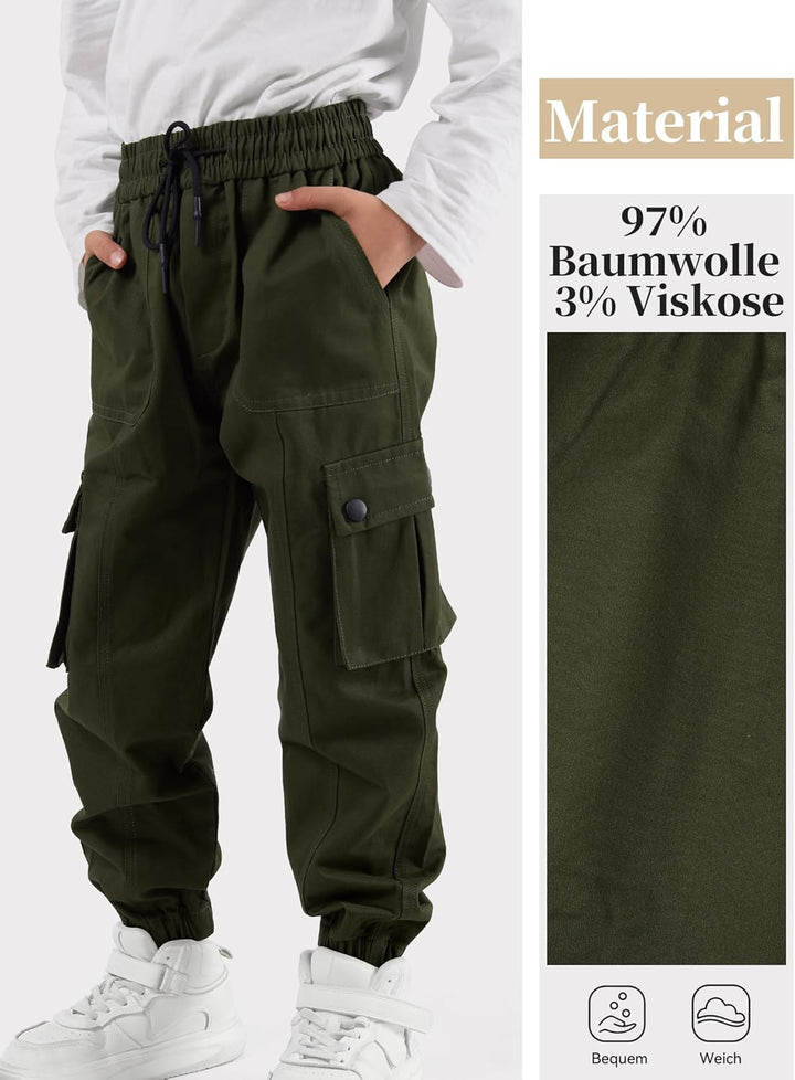 NATUST Kinder Cargo Hose 150 Armeegrün, 150 Armeegrün