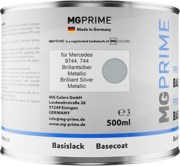 MG PRIME Autolack Set Dose spritzfertig für Mercedes 9744/744 Brillantsilber Metallic/Brilliant Silv