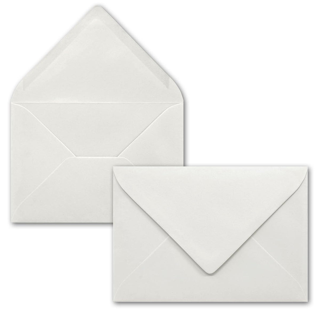 500x kleine Umschläge in Hellgrau DIN C7 8,1 x 11,4 cm mit Spitzklappe und Nassklebung in 80 g/m² -