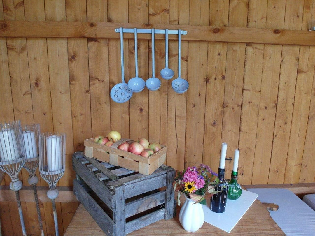 Riess Emaille Set Küchenhelfer mit praktischer Aufhängeleiste (blau), Blau
