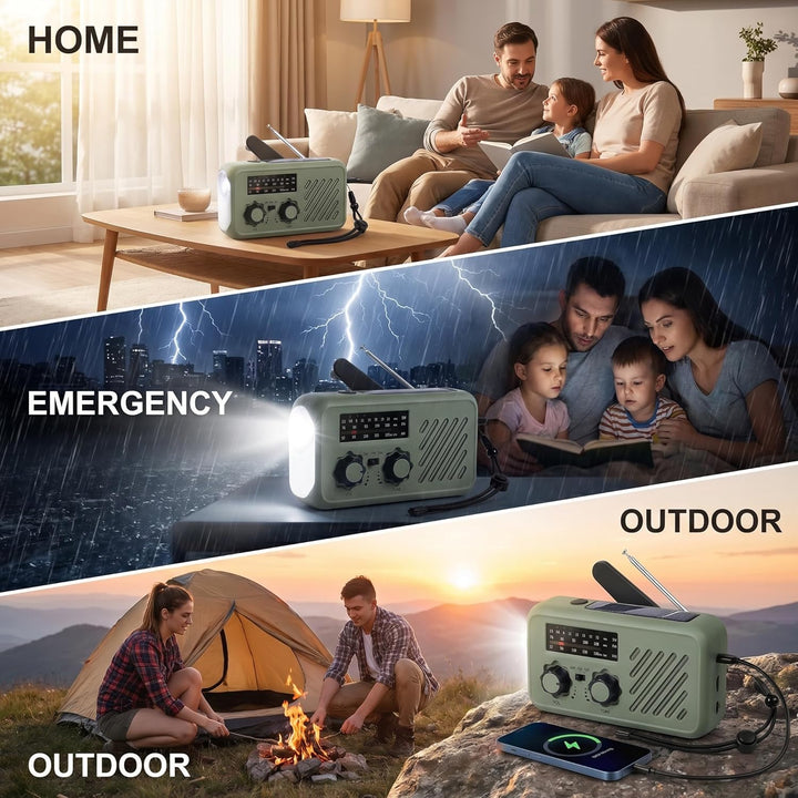 Notfall Radio, 3-Wege-Laden Emergency Radios,2000mAh Profi-Überlebensradio 3-Wege-Ladung (Solar/Hand