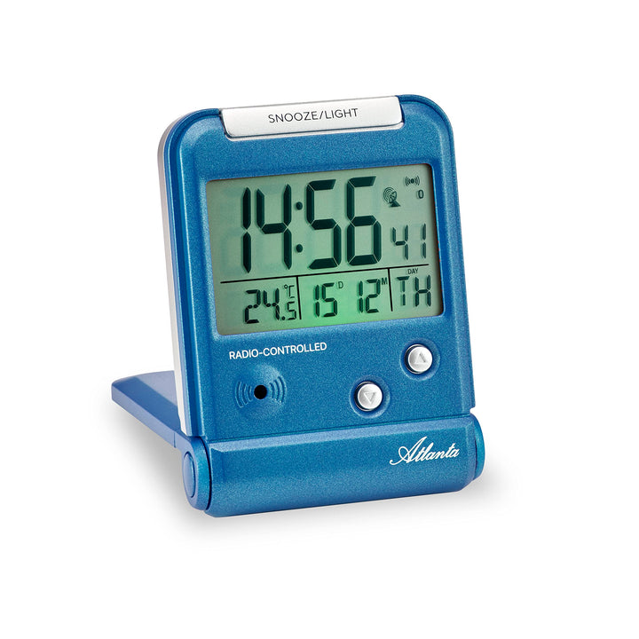 Atlanta Funkwecker Digital LCD-Anzeige Reisewecker mit Klappe Temperatur Rot - 1806/5