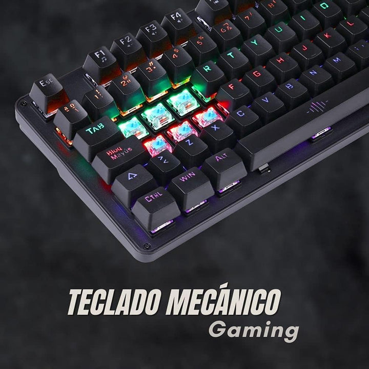 NK Onyx Gaming Pack Mechanische Tastatur Cherry MX Blue Switch RGB LED, 105 Tasten + programmierbare