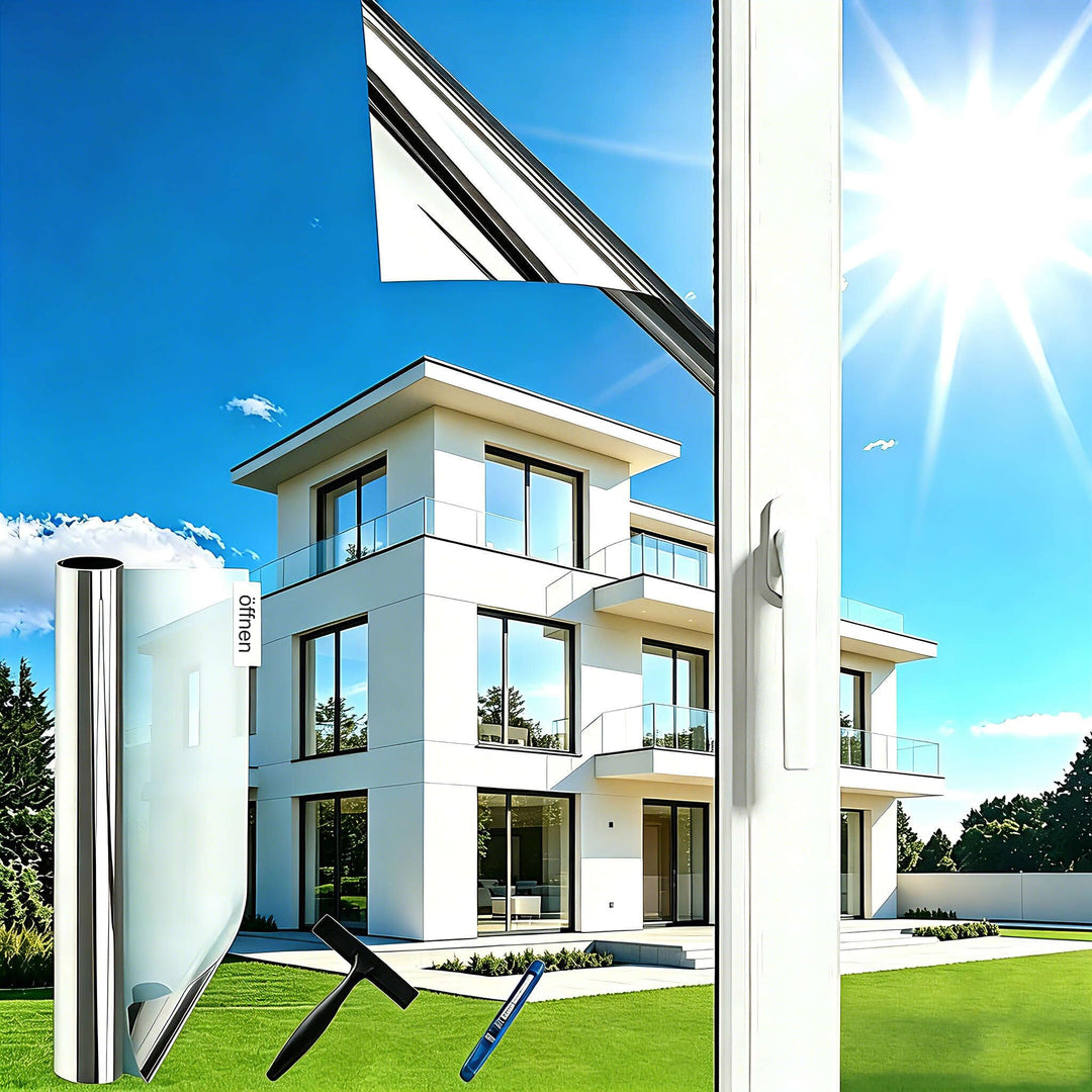 Spiegelfolie Fenster Sichtschutz 100x200cm Sonnenschutzfolie Fenster Innen &amp; Aussen Fensterfolie Son