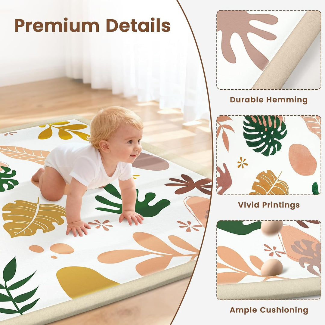 Teppich Krabbelmatte Baby 127x127x3cm, Spielmatte Krabbeldecke Turnmatte Spielteppich für Baby Kinde