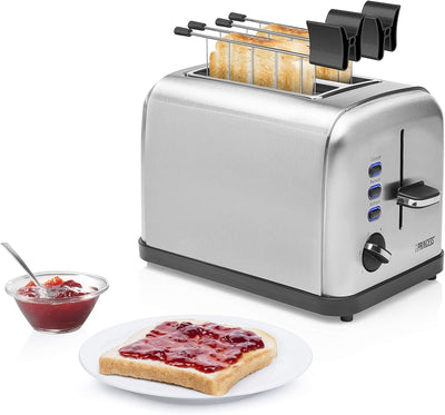 Princess Edelstahl Toaster mit zwei Schlitze – herausnehmbares Krümmelfach - Auftau-, Aufwärm- & Sto