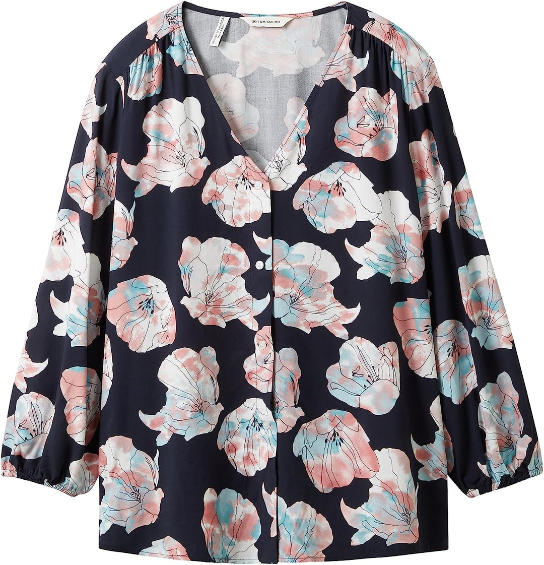 TOM TAILOR Damen Bluse mit Muster 38 32413 - Tie Dye Flower Design, 38 32413 - Tie Dye Flower Design