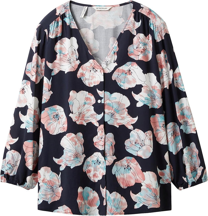 TOM TAILOR Damen Bluse mit Muster 38 32413 - Tie Dye Flower Design, 38 32413 - Tie Dye Flower Design