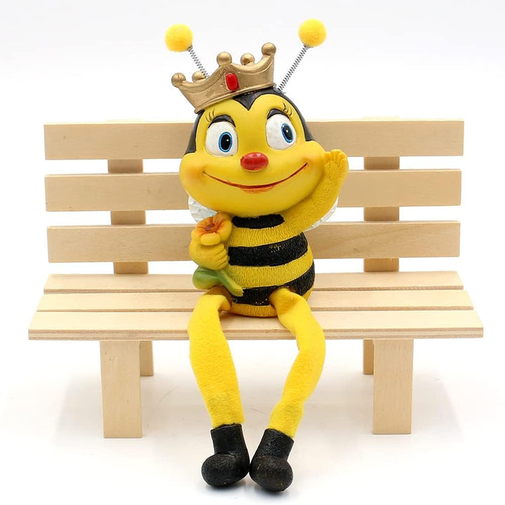 Dekohelden24 Dekofigur Kantenhocker Bienen-Bienenpaar mit Blume, 2er Set, Polyresin, Grösse: ca. 6 x