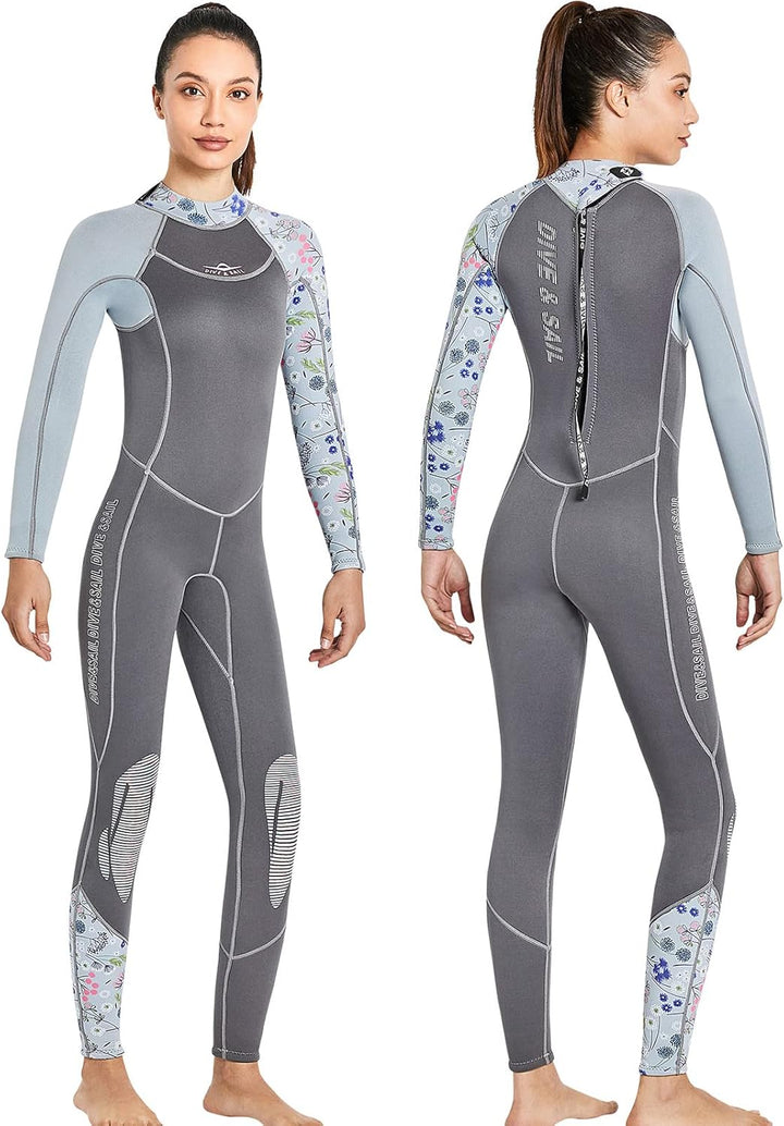 Neoprenanzug Damen 3MM Lang Neopren Reissverschluss Tauchanzug Warm Thermo Halten Ultra Stretch Schw
