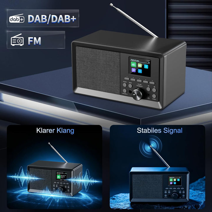 DAB Radio mit Fernbedienung, Küchenradio (DAB+, DAB Plus, FM, Bluetooth, Kopfhöreranschluss, Weckfun