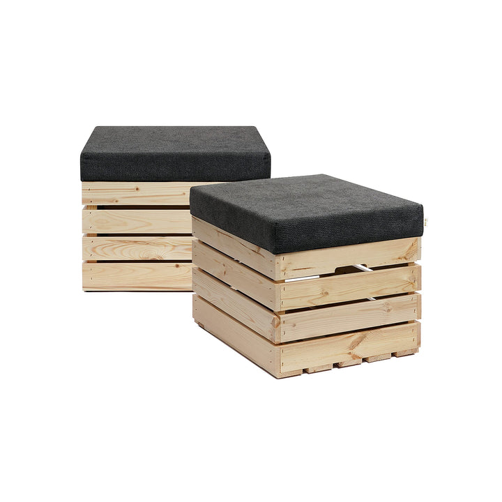 GrandBox Sitzhocker aus Holz 37x40x50 Polster, Sitztruhe Hocker mit Stauraum, Sitzbank, Sitzpouf, Si