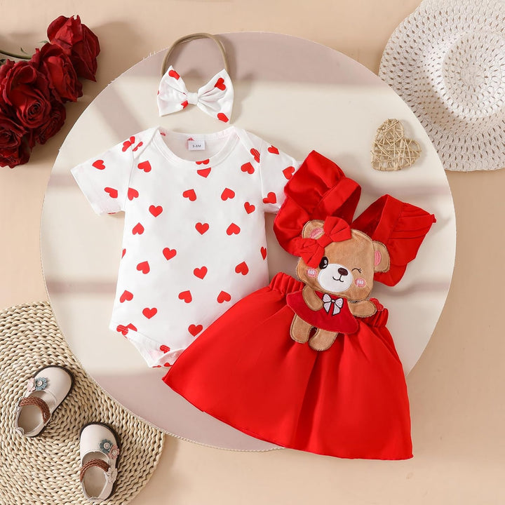 Neugeborenes Baby Mädchen Röcke Sets Rüschen Top + Plaid/Dots/Bowknot Overalls Hosenträger Kleid + S