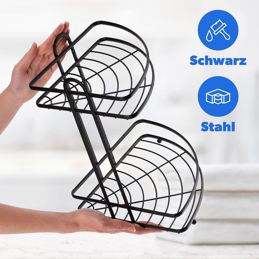 KADAX Eckablage, Wandeckregal aus pulverbeschitetes Stahl, Badezimmer Eckregal, Duschkorb, Duschabla