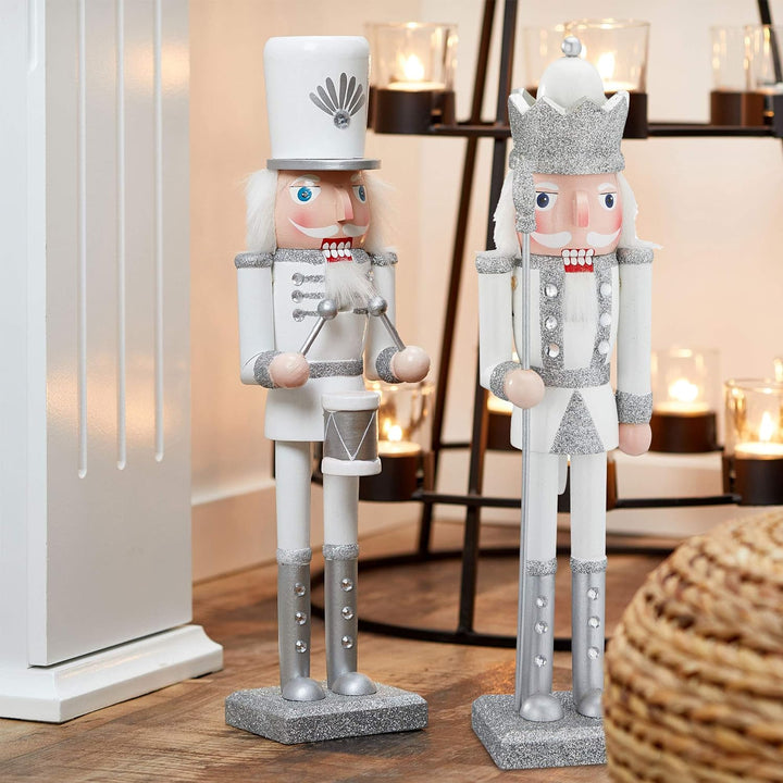 Cepewa Nussknacker aus Holz König + Trommler w/s 38 cm Weihnachtsdeko Figur Erzgebirge Nussbrecher N