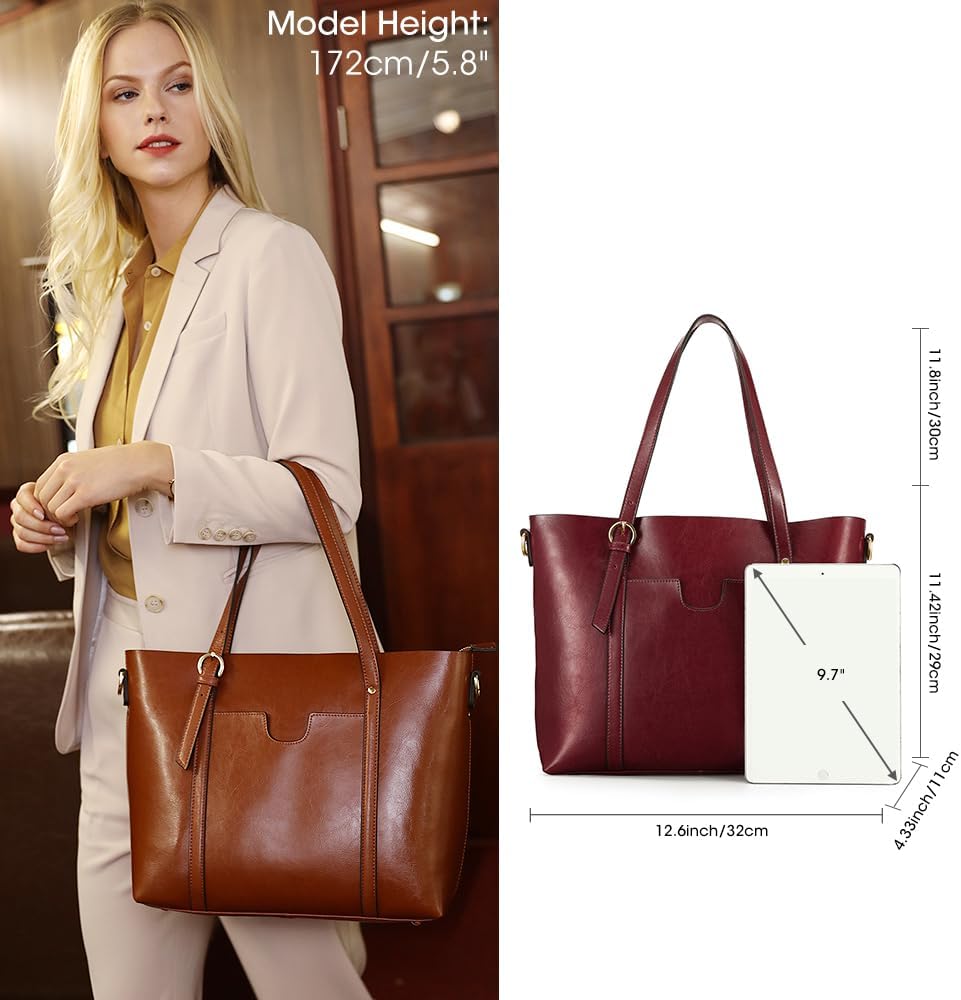 Kattee Leder-Satchel-Geldbörsen und Handtaschen für Damen, Top-Griff-Schulter-Geldbörsen-Tote-Hobo-T