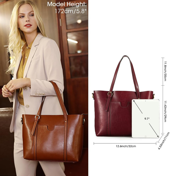 Kattee Leder-Satchel-Geldbörsen und Handtaschen für Damen, Top-Griff-Schulter-Geldbörsen-Tote-Hobo-T