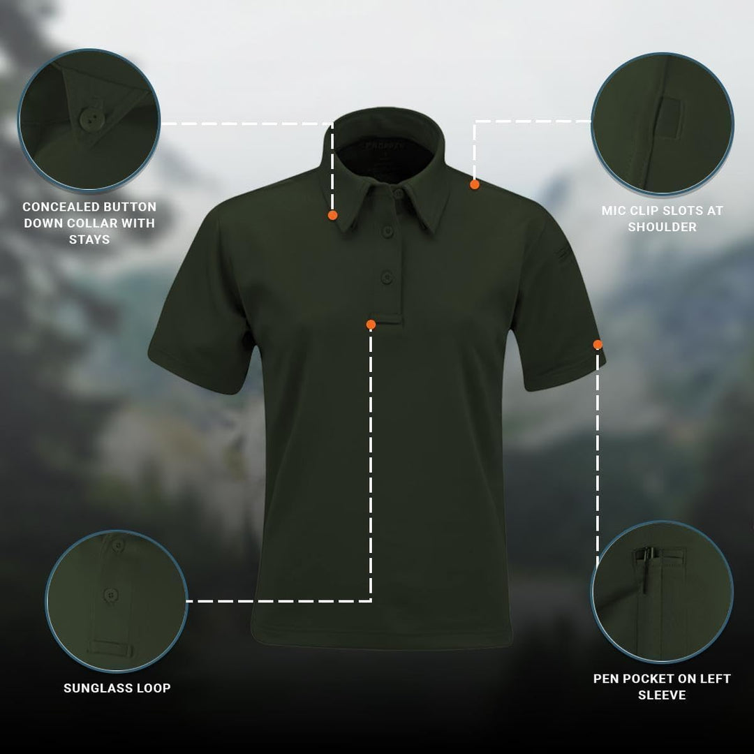 Propper I.c.e Performance Polo-Short Sleeve für Damen Dunkelgrün M, Dunkelgrün M