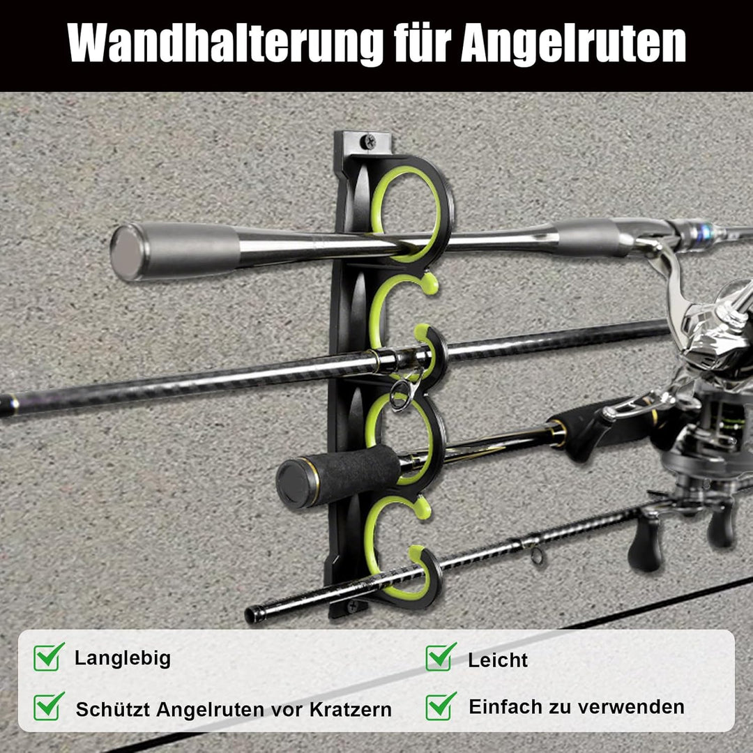 Angelrutenhalter Wand,2 Paare Horizontale Angelruten-Rutenhalter für 8 Ruten für Garage, Wand oder D