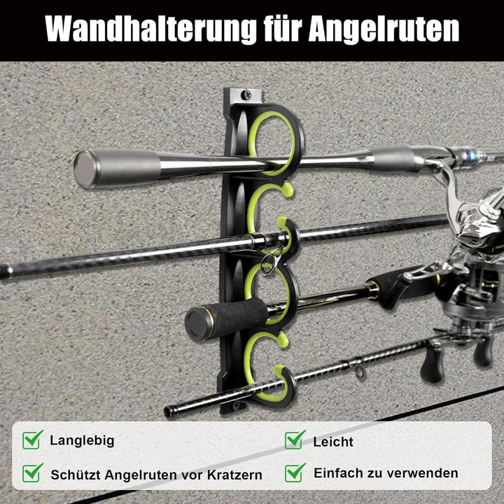 Angelrutenhalter Wand,2 Paare Horizontale Angelruten-Rutenhalter für 8 Ruten für Garage, Wand oder D