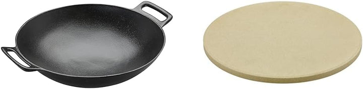 RÖSLE VARIO Wok, Hochwertiger Wok aus emailliertem Gusseisen zum scharfen Anbraten & VARIO Pizzastei