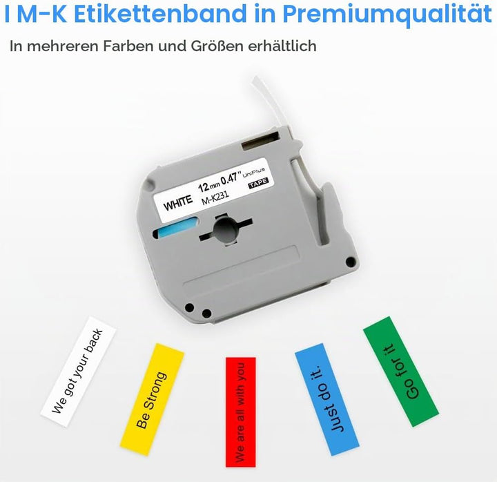 UniPlus 5x Kompatibel Schriftband Ersatz für Brother M-K231 MK231 12mm Nicht Laminiert Bänder für Br