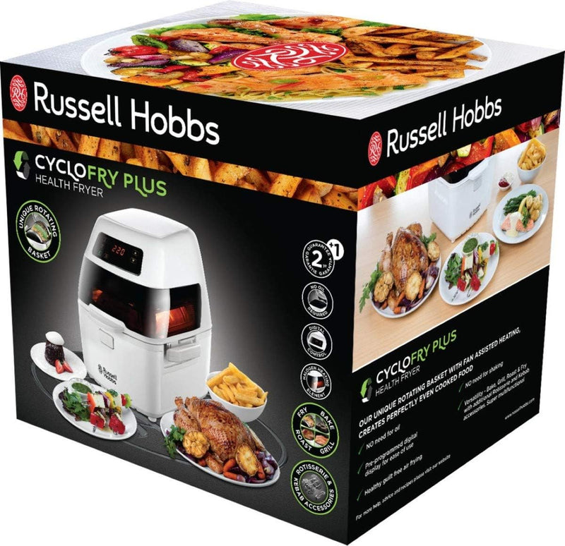 Russell Hobbs Heissluftfritteuse, rotierender Frittierkorb, Touch Control Display, Rotisseriespiess,
