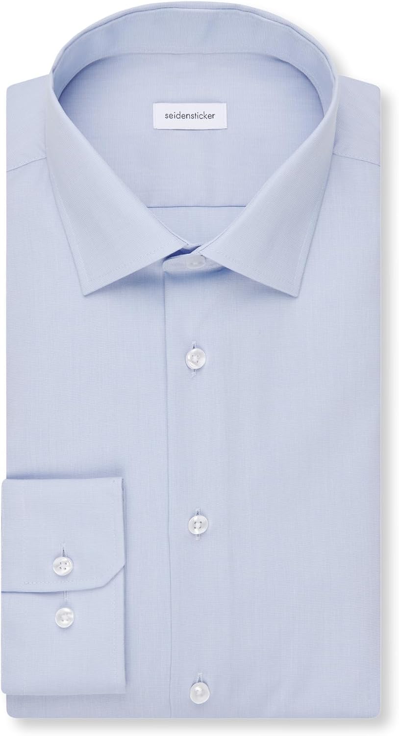 Seidensticker Herren Slim Bügelfrei Business Kent Extra Langer Arm Shirt 36 Hellblau, 36 Hellblau