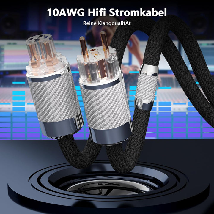 Audiophile HiFi-Netzkabel,HiFi Stromkabel 10AWG EU-Netzkabel 125V/15A für Lautsprecher,Subwoofer, Pl