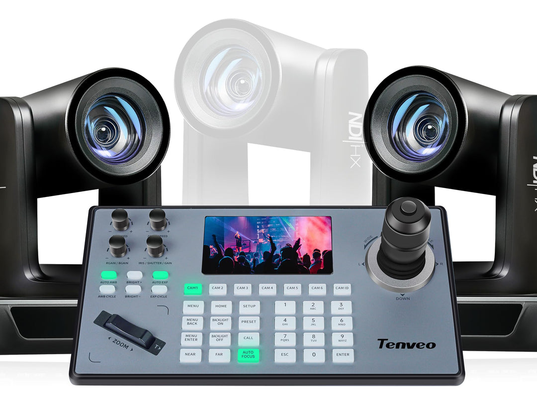Tenveo Full HD NDI PTZ-Kamera-Set (2x Kameras + K200Pro Controller) | 1080P Dual-Kamera-System mit 3