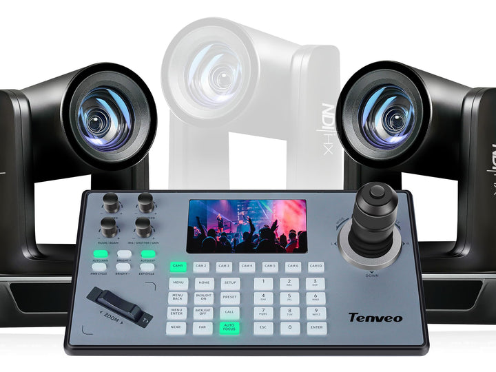 Tenveo Full HD NDI PTZ-Kamera-Set (2x Kameras + K200Pro Controller) | 1080P Dual-Kamera-System mit 3