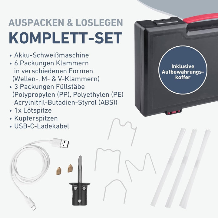 Kunststoff Schweissgerät mit Akku I kabelloser Schweissstift für Risse oder zum Verstärken und Schwe