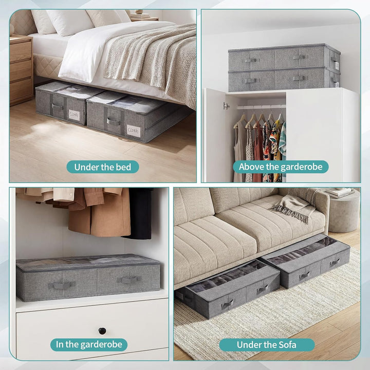 GARPROVM Stabil Unterbett Aufbewahrungsbox 3er Set, 76x40x17cm Formstabil Unterbettkommode Unterbett