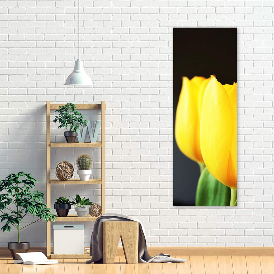 Feeby Bild auf Leinwand Tulpen Kunstdruck modern Blumen Gelb 30x90 cm Leinwandbild 30x90 cm Gelb_a,