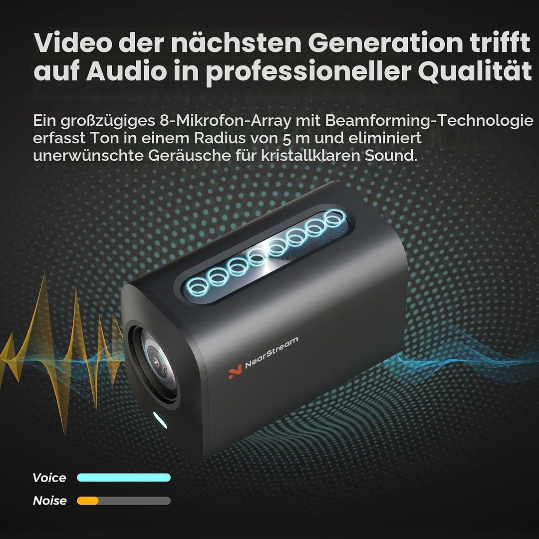 NearStream VM20 4K-Webcam für PC und Laptop, Streaming-Kamera mit einstellbarem Blickwinkel, HDMI/US