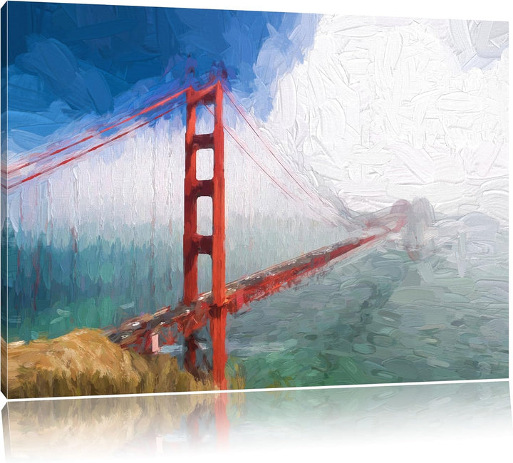 Pixxprint Golden Gate Bridge San Francisco als Leinwandbild/Grösse: 100x70 cm/Wandbild/Kunstdruck/fe