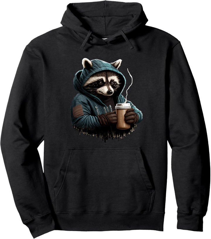 Waschbär mit Kaffee Pullover Hoodie