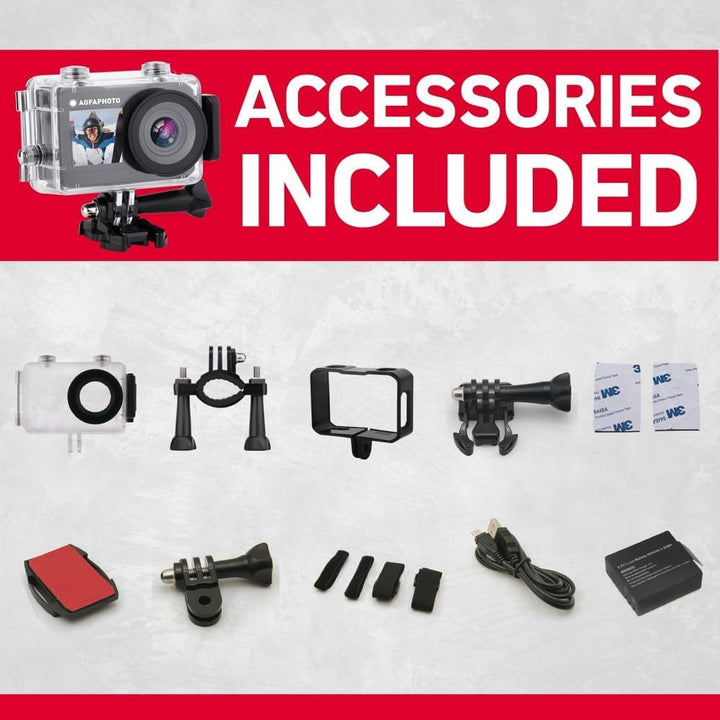 AgfaPhoto Photo Realimove AC7000 – Digital-Action-Kamera, wasserdicht 30 m (True 2,7 K, 16 MP, Dual-